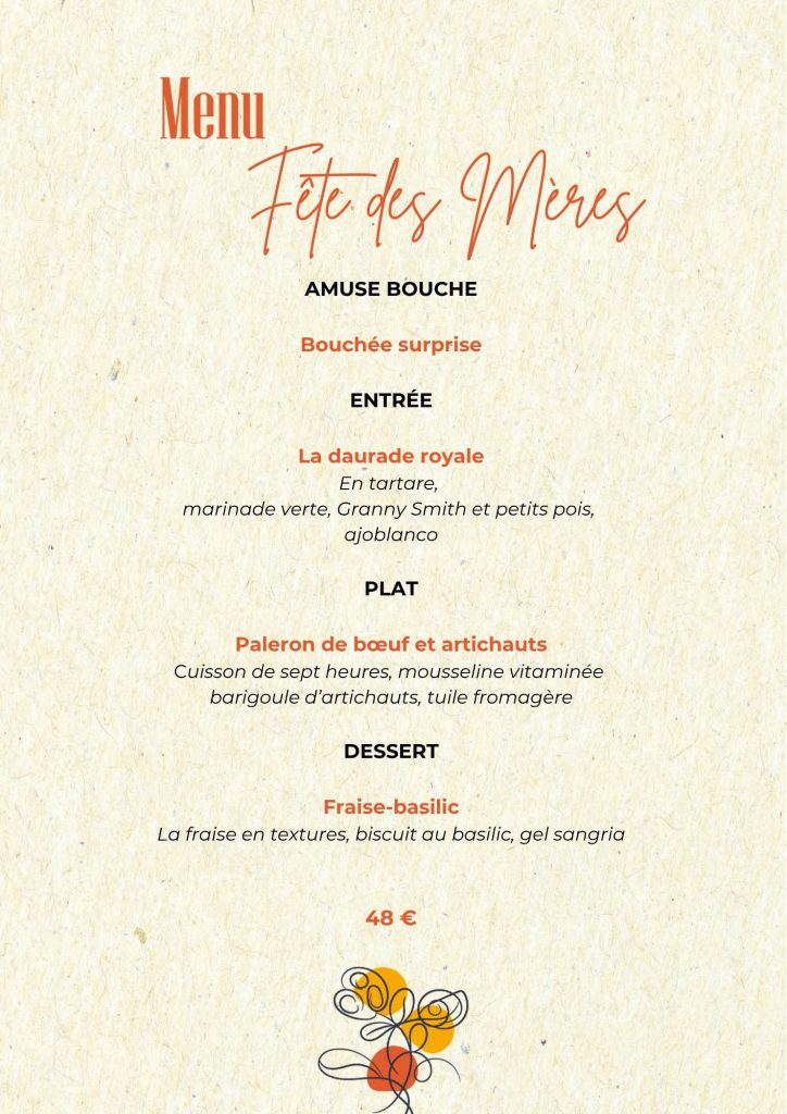 Menu fête des mères